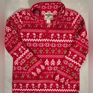 EUC - OshKosh Big Girls Fleece Half Zip Jacket (Santa/Gingerbread) - Size 10